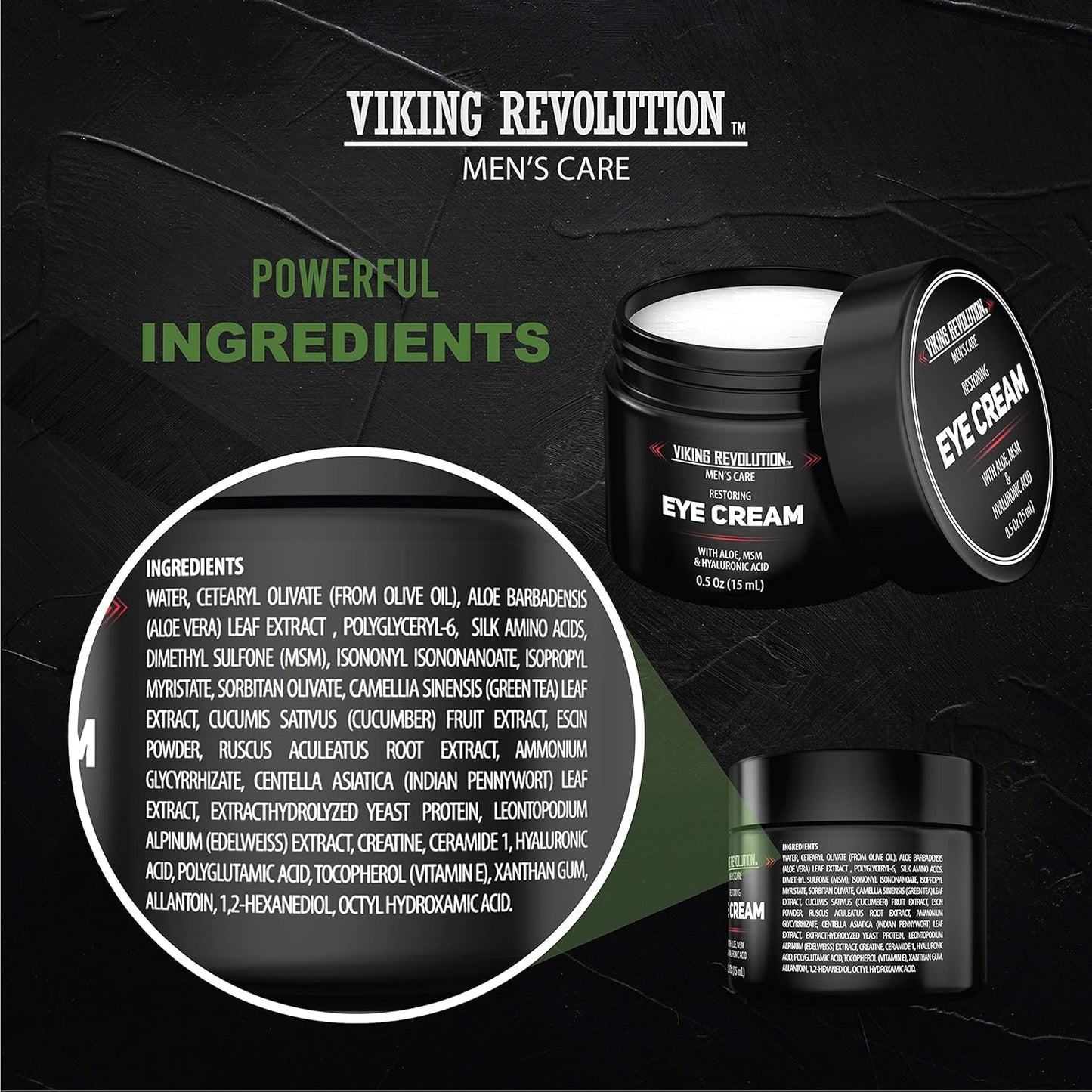Viking Revolution Men's Eye Cream - Natural Anti-Aging, Dark Circle Treatment, Reduces Puffiness & Crowsfeet - 6ml