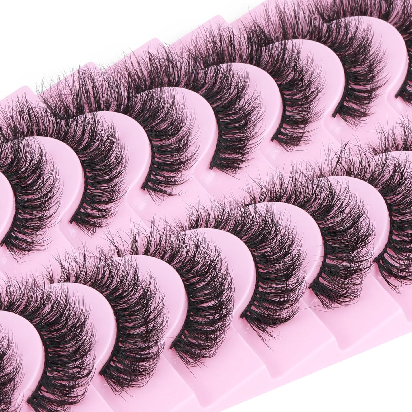 Mink Lashes 10 Pairs False Eyelashes D Lashes Natural Cat Eye Volume Faux Mink Lashes Wispy 18 mm 5D Thick Soft Eyelashes Pack by FANXITON