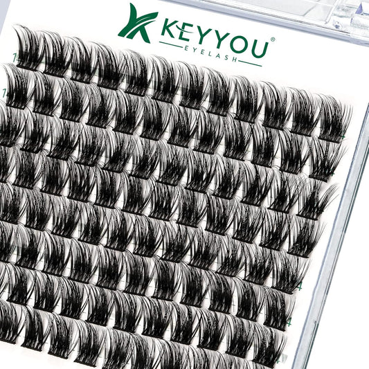 Lash Clusters 96pcs Individual Lashes Y08 D Curl 8-18MIX Cluster Lashes KEYYOU Volume Wispy Lash Extension Soft&Comfortable Easy DIY at Home(Y08 D-8-18MIX)
