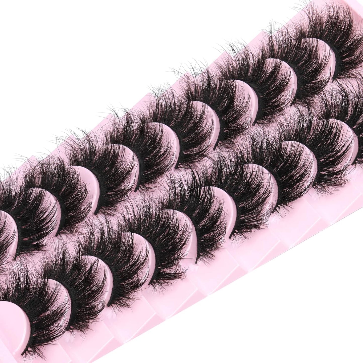 Mink Lashes 8D Volume Dramatic False Eyelashes Soft 20 mm 10 Pairs Pack Wispy FANXITON Faux Mink Eye Lashes